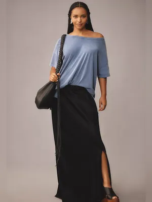 Pilcro Anthropologie Jordyn Oversized Cotton Slub Tee Faded Blue/Indigo Wash M thumbnail 4