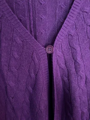 Lauren Ralph Lauren Purple Cable-Knit V-Neck Sweater Cardigan thumbnail 2