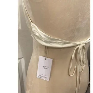 NWT Danielle Bernstein WeWoreWhat Satin Stretch Charmeuse Halter Top Ivory M thumbnail 8