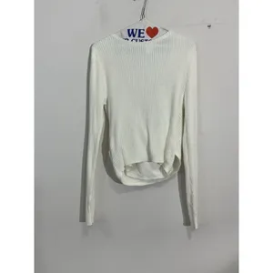Womans Holister Large White Pullover Criss-cross Cropped Sweater V Neck thumbnail 2