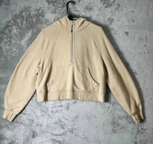Lululemon Scuba Oversized 1/2 Zip Hoodie Sweatshirt Cream Fleece Pullover M/L thumbnail 1