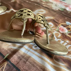 Tory Burch Gold Miller Sandals with Signature Medallion thumbnail 7