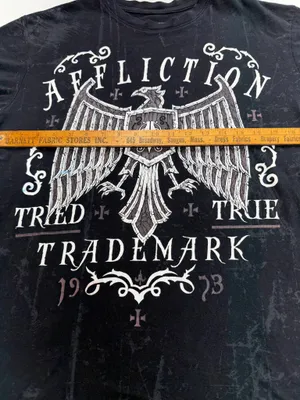 Affliction Shirt Mens M Black Tried Truth Eagle Pre-L❤️ved thumbnail 5