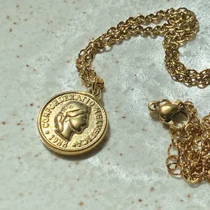 Handmade fully gold tone stainless steel antique vintage chic style coin necklace✨ thumbnail 7