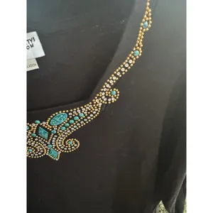 Bob‎ And Betty's Craft Women's Rhinestone And Turquoise Embellished Black Knit thumbnail 10