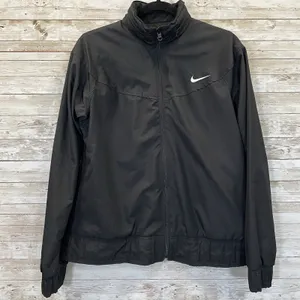 Nike Womens M Jacket‎ Reversible Black Fit Dry Hidden Hood Running Cycling Logo thumbnail 2