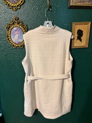 Lululemon Vest Women's 10 White Ivory Serene Travels Belt Textured Oversized Fit thumbnail 3