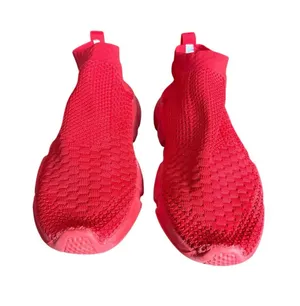 Women’s Red Knit Slip-On Athletic Sneakers thumbnail 1