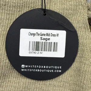 White Fox Boutique Change The Game Midi Dress Sage Green Knit Bodycon Medium NEW thumbnail 3
