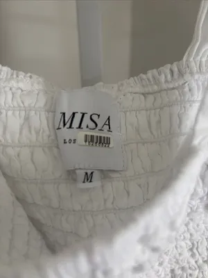 Misa Los Angeles Abelia Top White Smocked Eyelet Flutter Sleeve Crop Top Size S thumbnail 8