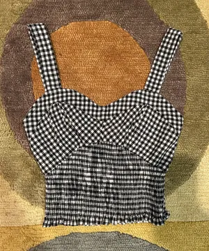 Brandy Melville Gingham Plaid Crop Tank Top Black and White Smoked One Size thumbnail 1