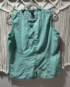 Woolrich Seafoam Green Sleeveless Button Tank Top thumbnail 1