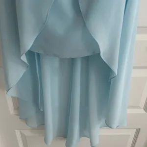 David’s Bridal Strapless Chiffon Gown Blue Size 10 thumbnail 3