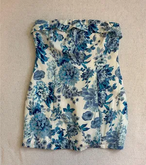 Mini Strapless Dress Blue thumbnail 1