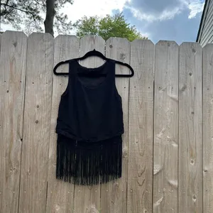 Jessica Simpson black tassel tank top‎ size xs thumbnail 2