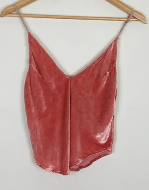 Fleur du mal pink silk blend v-neck camisole with silk lining. Size small. thumbnail 1