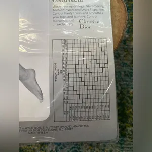 Christian Dior Vintage alabaster control top ultra sheer sandalfoot pantyhose thumbnail 5