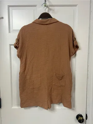 MABLE Rust Cotton Gauze Romper Orange thumbnail 4