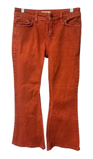 Free‎ People Red/Orange Cropped Flare Jeans, Womens Size 25 thumbnail 1