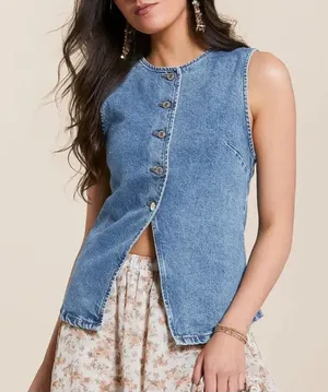 Free People Denim Vest thumbnail 1