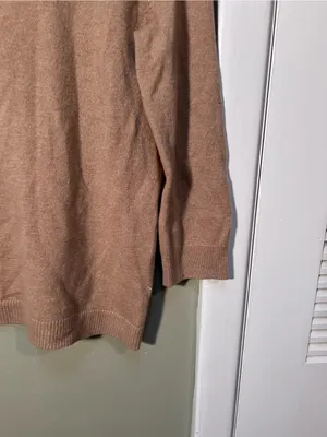 Talbots Women’s Sz Medium Pure Cashmere Sweater Dark Chestnut Heather 3/4 Sleeve thumbnail 5