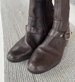 Me Too Arctic Oxblood Dark Brown Leather Tall Riding Boots Gold Details Size 8 thumbnail 3