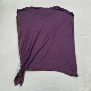 LOFT Women Plum Purple Mixed Media Side Tie Sleeveless Top Size S thumbnail 2