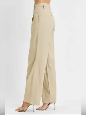 Risen Jeans Linen Blend Wide-Leg Pleated Trouser Pants Size Medium thumbnail 2