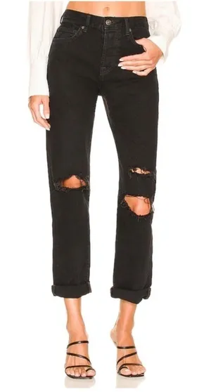 Free People Bren Boyfriend Jean in Black‎ Magic Size 26 thumbnail 1