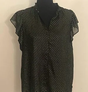 Tommy Hilfiger- Black and Gold Dotted Blouse Size S/P thumbnail 2