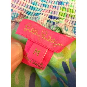Lilly Pulitzer Maryellen Top Shell of a Party Off Shoulder Smocked Blouse M thumbnail 3