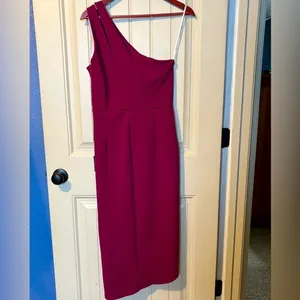 Lulus Burgundy So Flirty One Shoulder Cutout Asymmetrical Dress NWT thumbnail 8