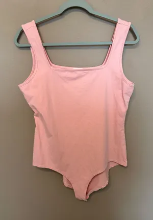 JORASOB Pink Square Neck Sleeveless Bodysuit Tank Top Plus Size‎ XXL Snap Crotch thumbnail 1