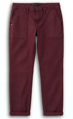 Sanctuary Womens Utility Cargo Pants Burgundy Wine Straight Leg Size 28 thumbnail 1