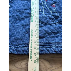 VTG HAIK’S Quilted Denim Jacket 2X USA Floral Patch Corduroy Collar Americana thumbnail 4