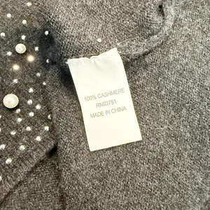 Womens Cashmere Beaded Sweater Medium Old Money Luxury Event Holiday Gray thumbnail 7