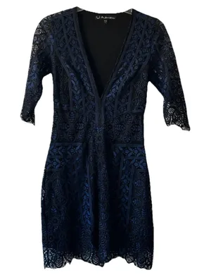 For Love & Lemons Lyla Mini Cocktail Dress Black & Blue Lace Women’s Size XS thumbnail 1