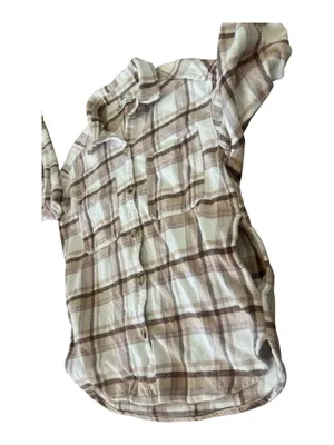 Hollister Plaid Button-Up Shirt in Cream & Brown Size S thumbnail 4