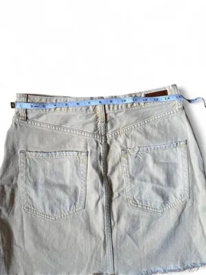 Abercrombie & Fitch Zoey Style Denim Mini Skirt A-Line Butter Yellow Raw Hem Y2K thumbnail 5