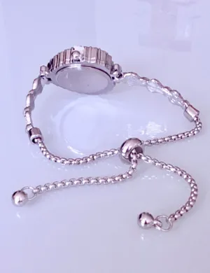 Brand New y2k Silver heart-shaped watch with rhinestone details and adjustable chain thumbnail 3