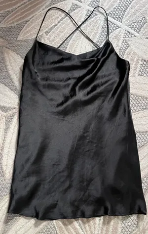Zara NWT Black Slip Mini Dress thumbnail 1