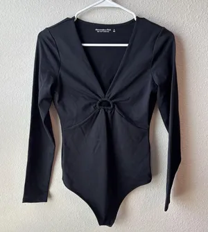Abercrombie & Fitch Black Long Sleeve Bodysuit thumbnail 1