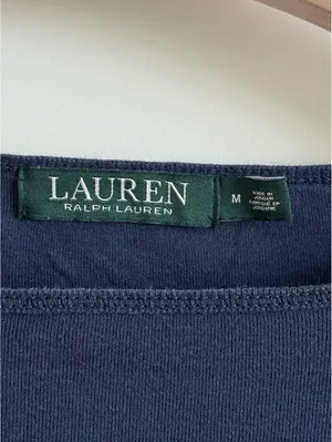 Lauren Ralph Lauren Navy Nautical Rope Detail Cotton T Shirt Top Women’s M thumbnail 3