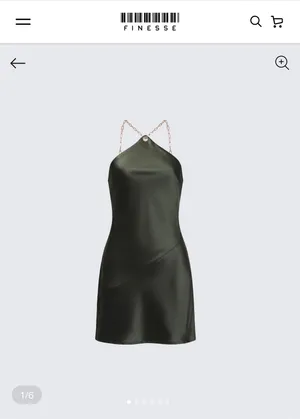 FINESSE Bindi Olive Green Satin Mini Dress thumbnail 2