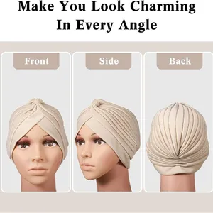 Pleated Hat Headband Wrap Cream White thumbnail 3