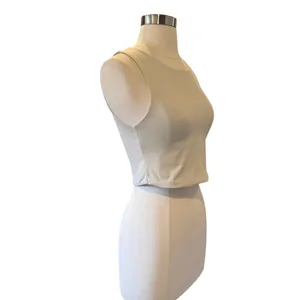 YoungLA Beige Fitted Cropped Tank Top Medium thumbnail 4