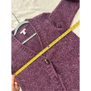 Charter Club Women's Purple Knit Long Sleeve Cardigan Sweater Stretch Size S thumbnail 3