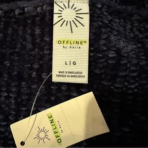 Offline by aerie Navy Blue & Green Long Sleeve Crewneck Chenille‎ Sweater Sz L thumbnail 7