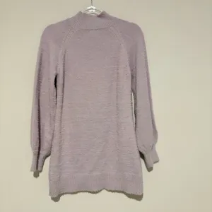 Miami Francesca’s Rosemary Mock Neck Fuzzy Sweater Mini Dress Soft Lilac‎ medium thumbnail 4