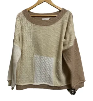 Amaryllis women's patchwork oversized boat neck‎ sweater size Xs/S Brown thumbnail 1